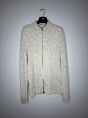 Marc Anthony Women's Gray Full Zip Ribbed Knit Mock Neck Sweater Size Medium